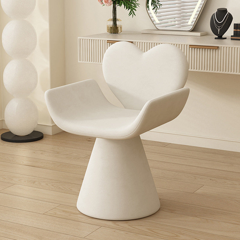 Nordic Velvet Wood Heart-Shaped Swivel Vanity Stool — Swivel / Orange