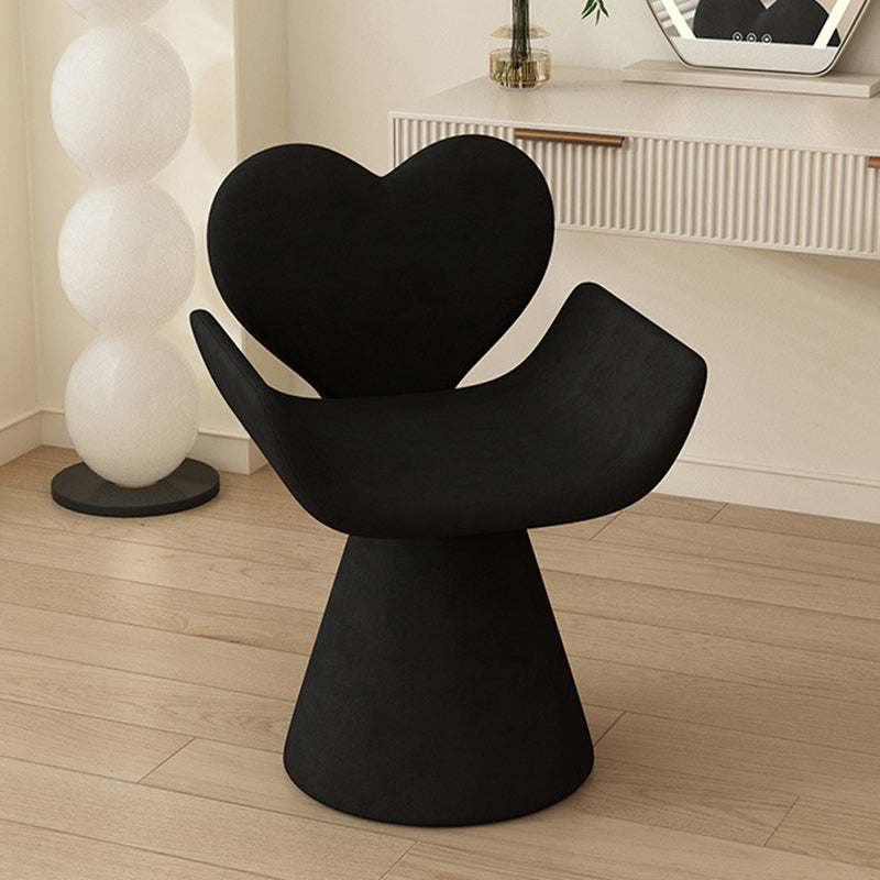 Nordic Velvet Wood Heart-Shaped Swivel Vanity Stool — Swivel / Gray
