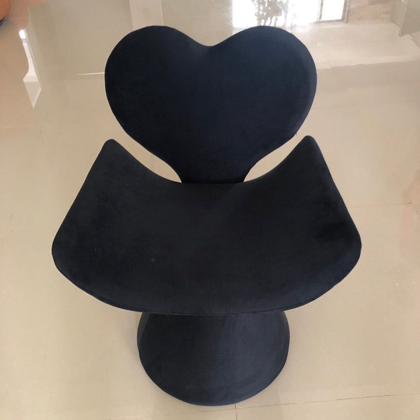 Nordic Velvet Wood Heart-Shaped Swivel Vanity Stool
