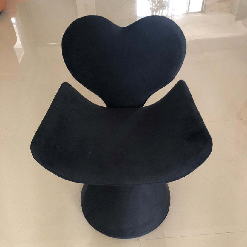 Nordic Velvet Wood Heart-Shaped Swivel Vanity Stool