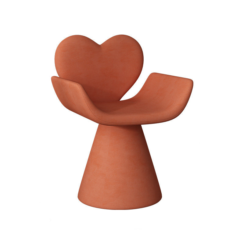 Nordic Velvet Wood Heart-Shaped Swivel Vanity Stool