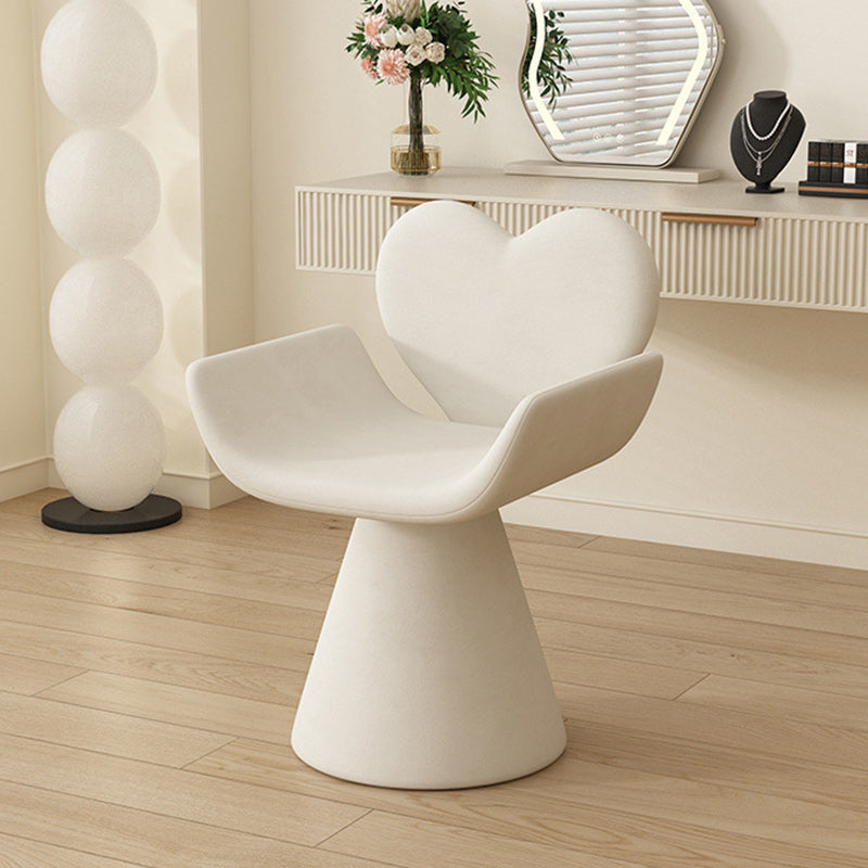 Nordic Velvet Wood Heart-Shaped Swivel Vanity Stool — Non-Swivel / Red