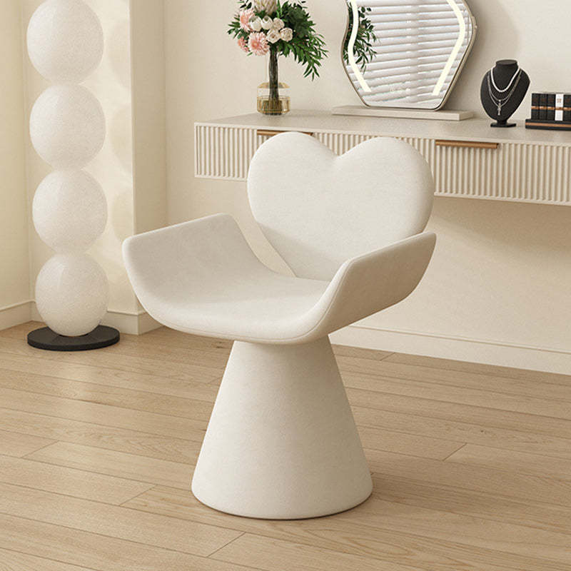 Nordic Velvet Wood Heart-Shaped Swivel Vanity Stool — Non-Swivel / Red