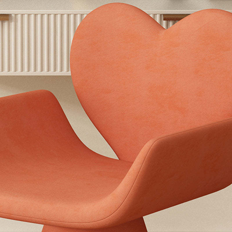 Nordic Velvet Wood Heart-Shaped Swivel Vanity Stool — Swivel / White