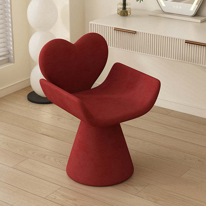 Nordic Velvet Wood Heart-Shaped Swivel Vanity Stool — Non-Swivel / Black