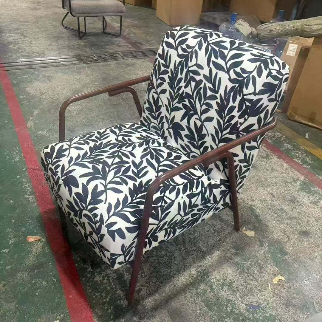 Retro Fabric Carbon Steel Jacquard Accent Chair
