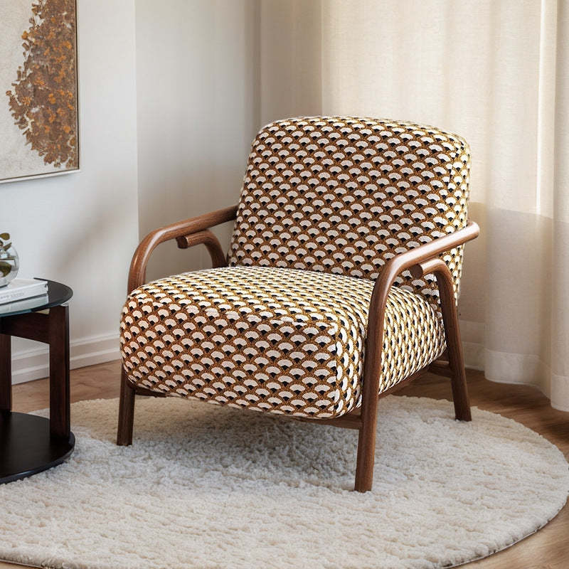 Retro Fabric Carbon Steel Jacquard Accent Chair — B