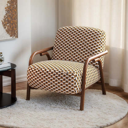 Retro Fabric Carbon Steel Jacquard Accent Chair — B