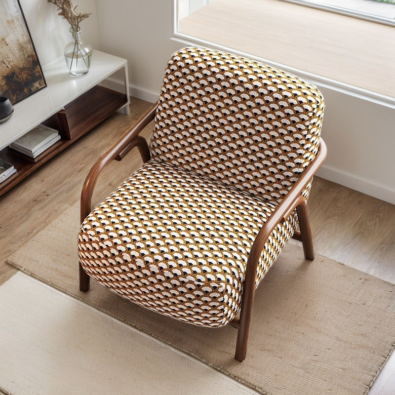 Retro Fabric Carbon Steel Jacquard Accent Chair