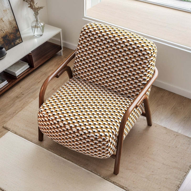 Retro Fabric Carbon Steel Jacquard Accent Chair