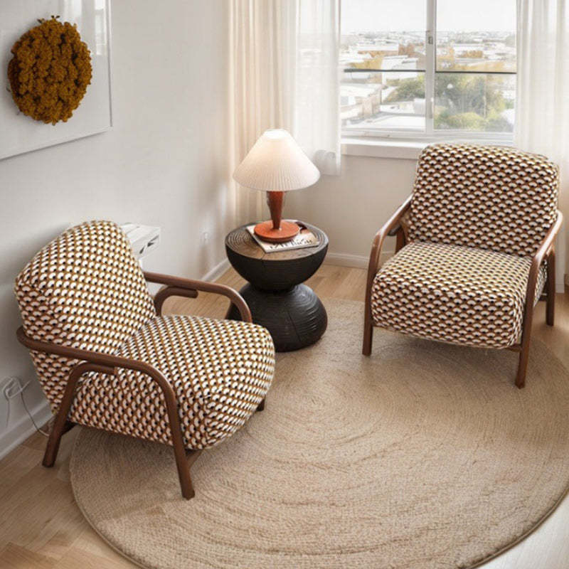 Retro Fabric Carbon Steel Jacquard Accent Chair — A