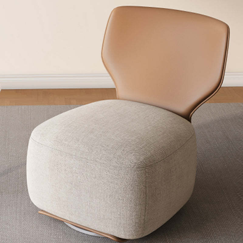 Nordic Wood Leather Cotton-Linen Swivel Accent Chair