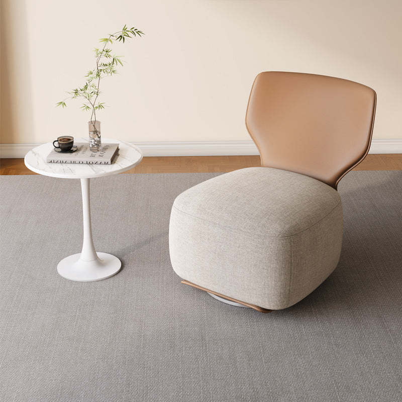 Nordic Wood Leather Cotton-Linen Swivel Accent Chair