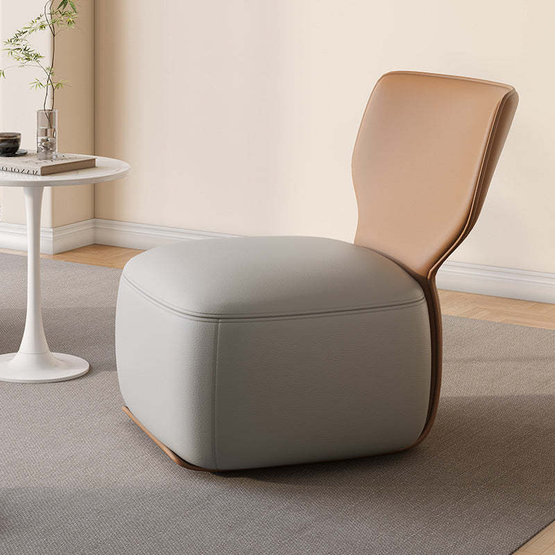Nordic Wood Leather Cotton-Linen Swivel Accent Chair