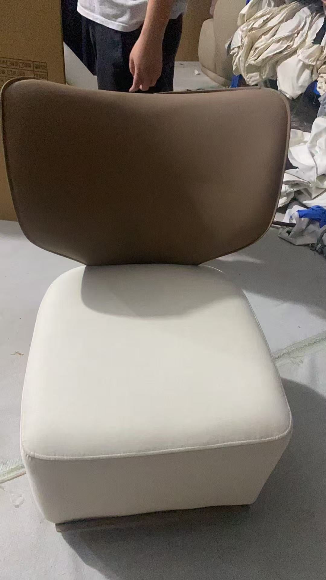 Nordic Wood Leather Cotton-Linen Swivel Accent Chair