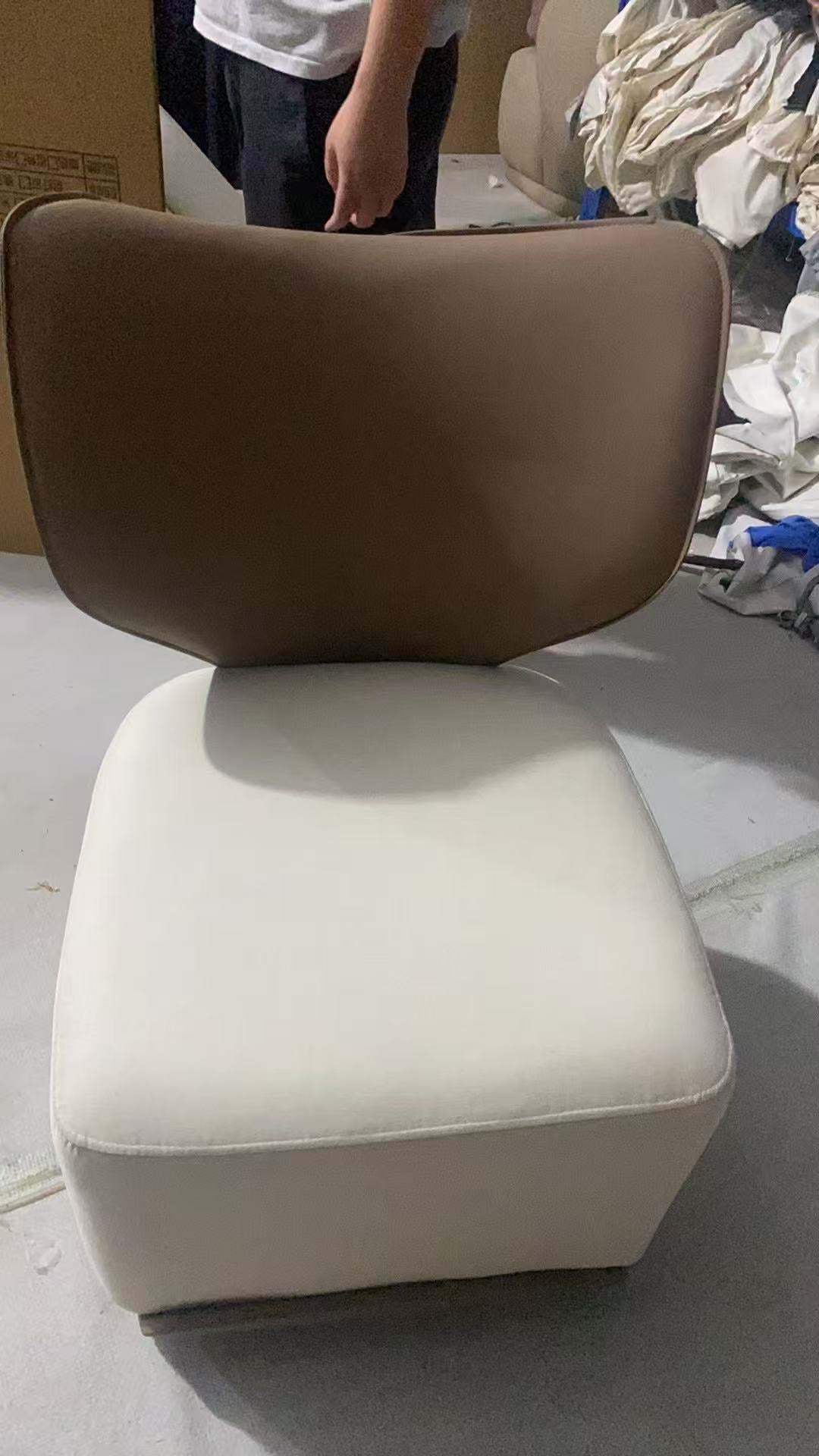 Nordic Wood Leather Cotton-Linen Swivel Accent Chair
