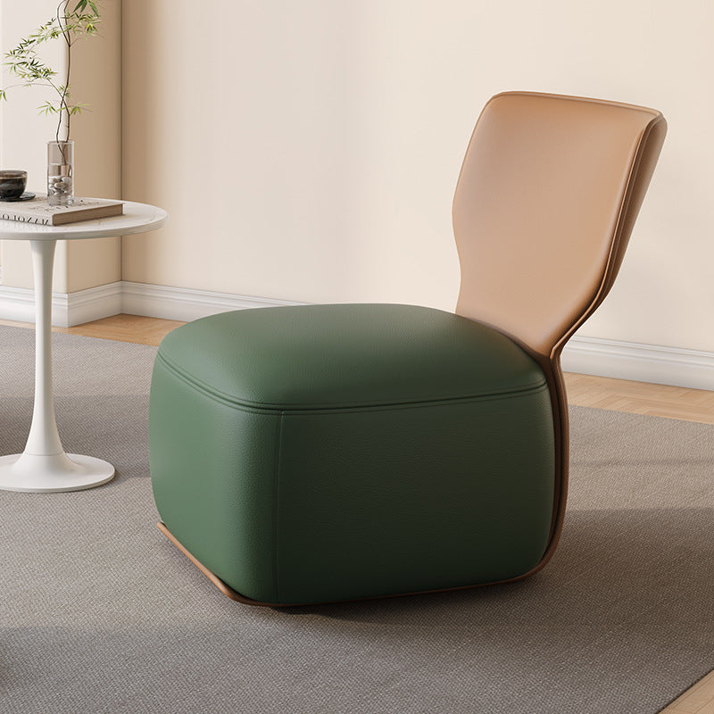Nordic Wood Leather Cotton-Linen Swivel Accent Chair