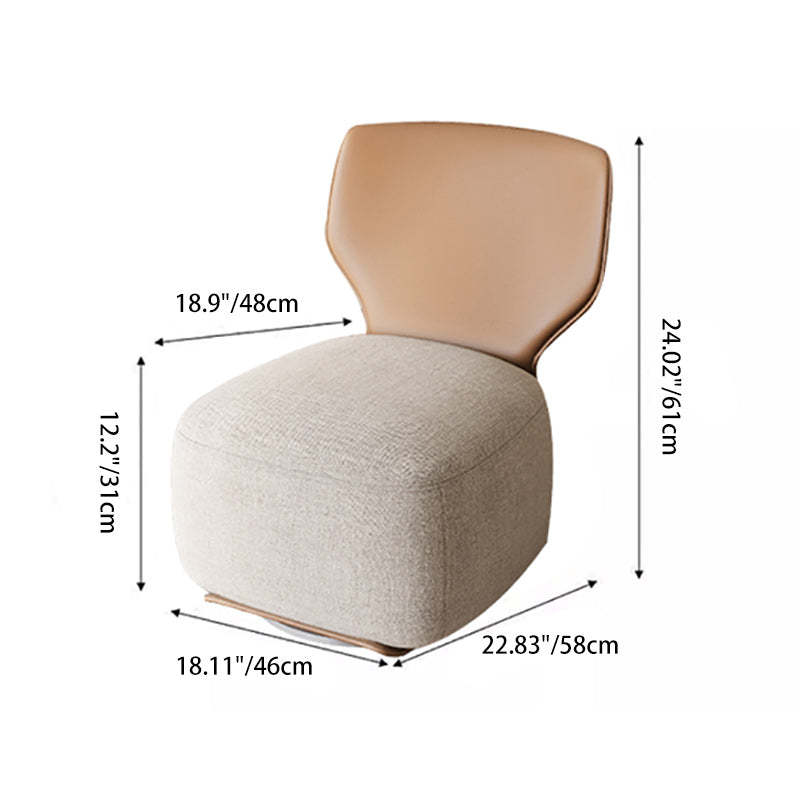 Nordic Wood Leather Cotton-Linen Swivel Accent Chair — Non-Swivel / Cotton-Linen / Forest Green