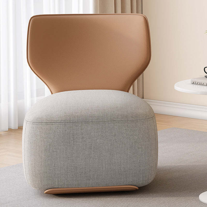 Nordic Wood Leather Cotton-Linen Swivel Accent Chair — Swivel / Cotton-Linen / Light Gray