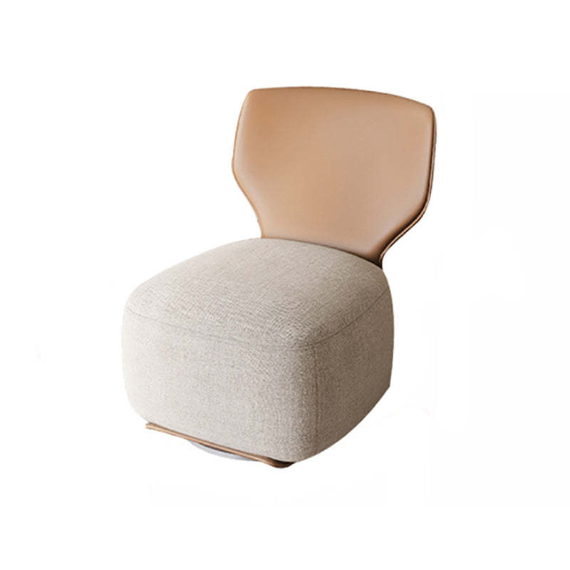 Nordic Wood Leather Cotton-Linen Swivel Accent Chair