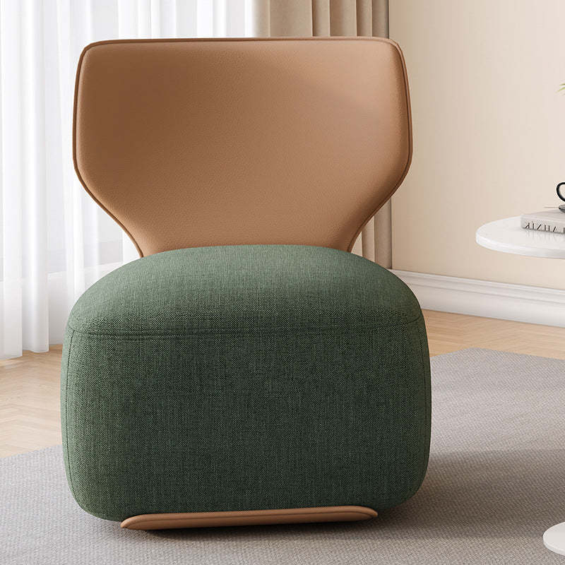 Nordic Wood Leather Cotton-Linen Swivel Accent Chair