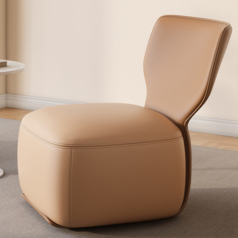 Nordic Wood Leather Cotton-Linen Swivel Accent Chair