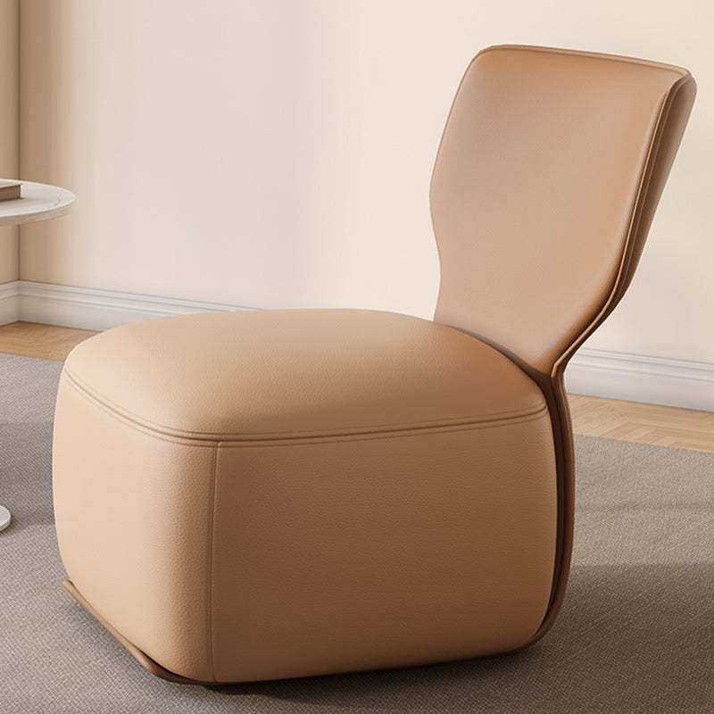 Nordic Wood Leather Cotton-Linen Swivel Accent Chair