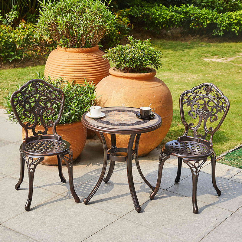 European Waterproof Cast Aluminum Orchid Round Accent Chair
