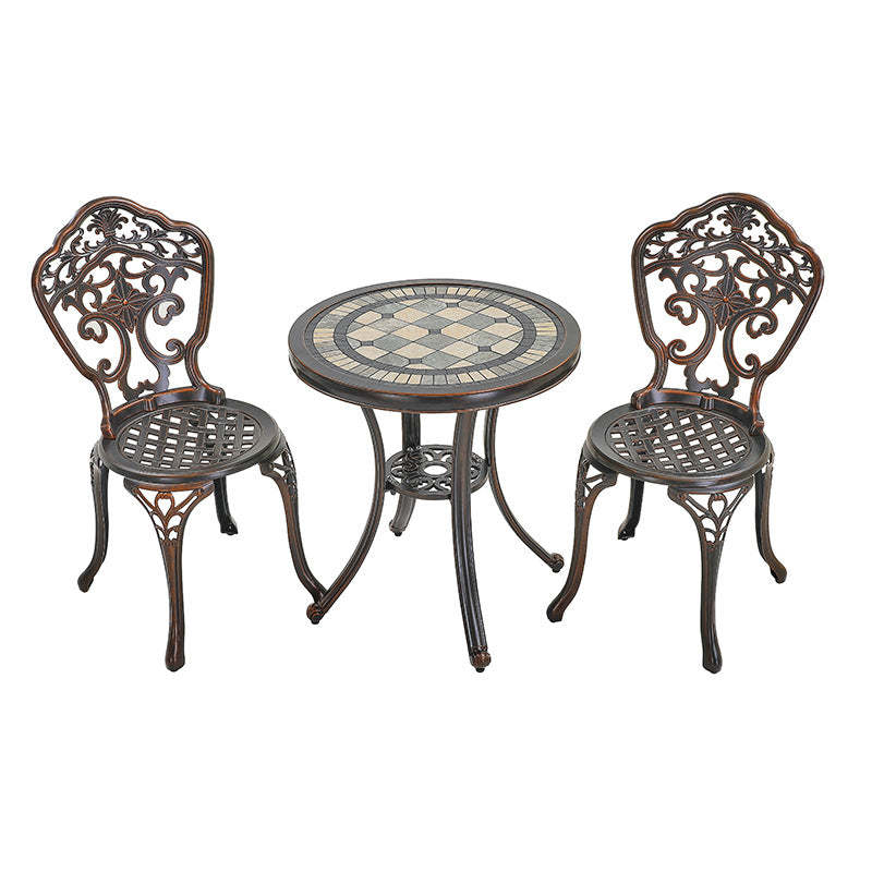 European Waterproof Cast Aluminum Orchid Round Accent Chair