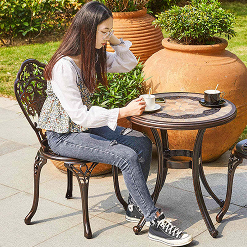 European Waterproof Cast Aluminum Orchid Round Accent Chair