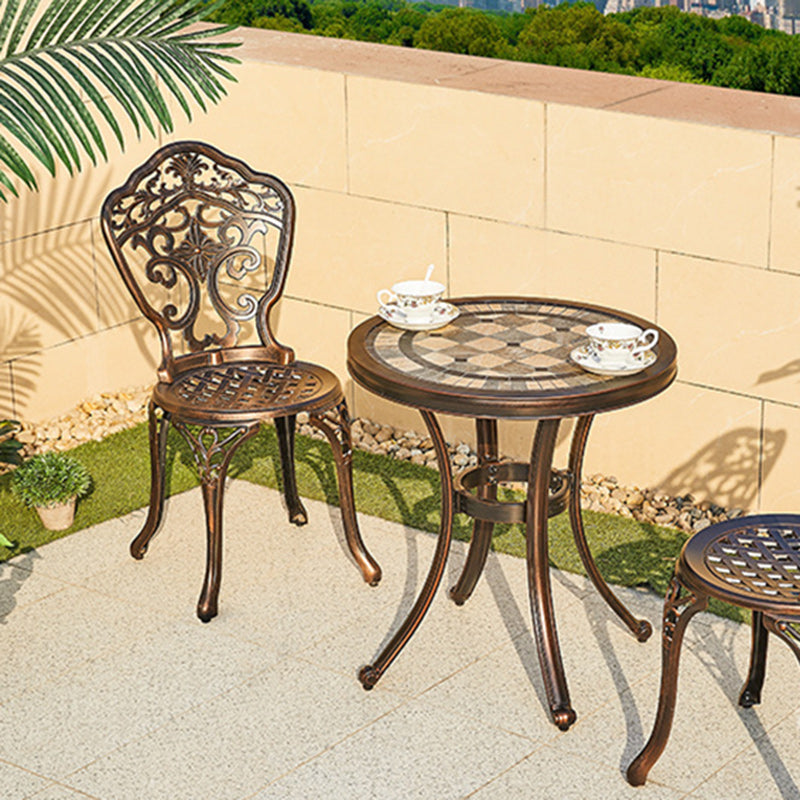European Waterproof Cast Aluminum Orchid Round Accent Chair
