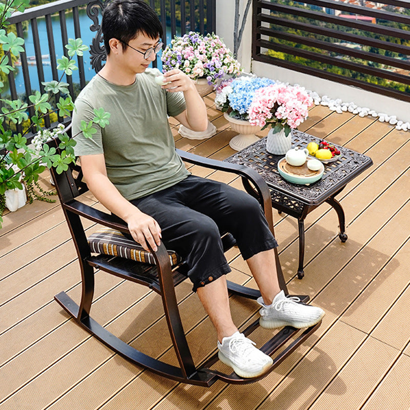 European Waterproof Aluminum Square Floral Rocking Chair