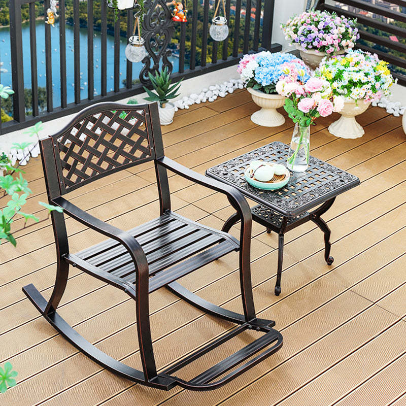 European Waterproof Aluminum Square Floral Rocking Chair