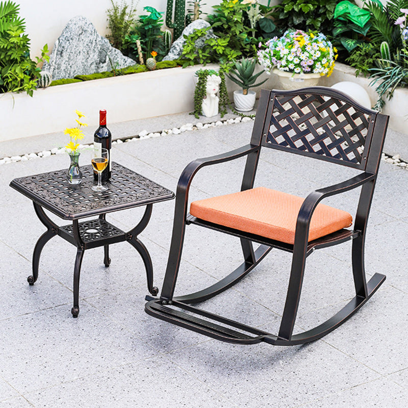 European Waterproof Aluminum Square Floral Rocking Chair