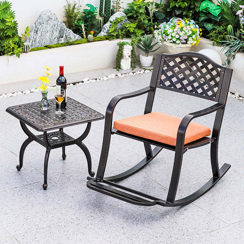 European Waterproof Aluminum Square Floral Rocking Chair