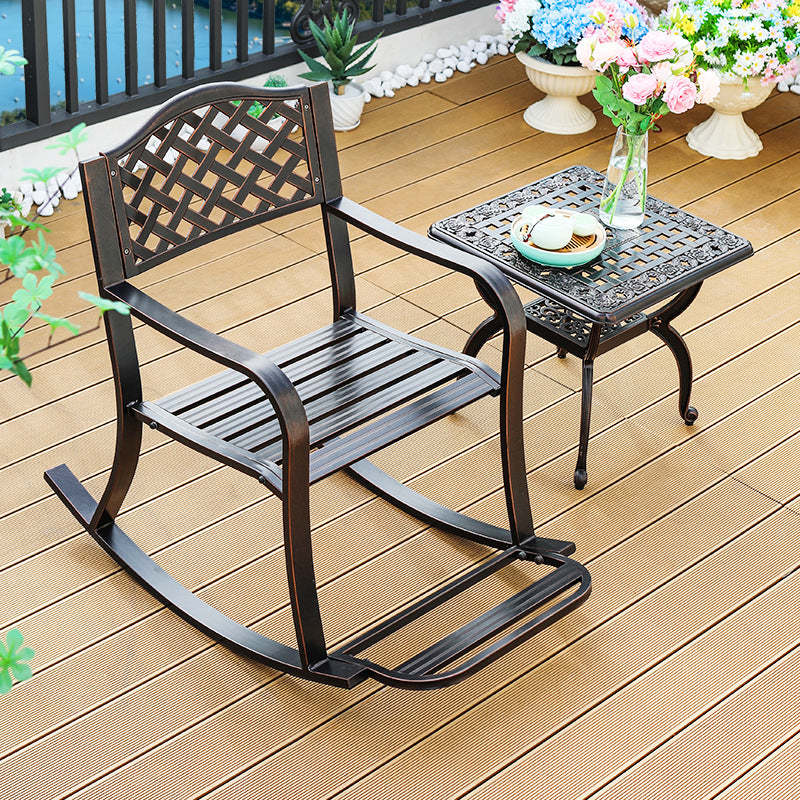European Waterproof Aluminum Square Floral Rocking Chair — A