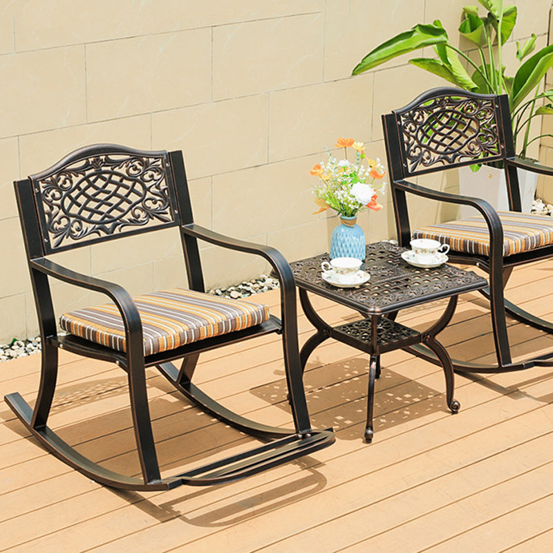 European Waterproof Aluminum Square Floral Rocking Chair — B