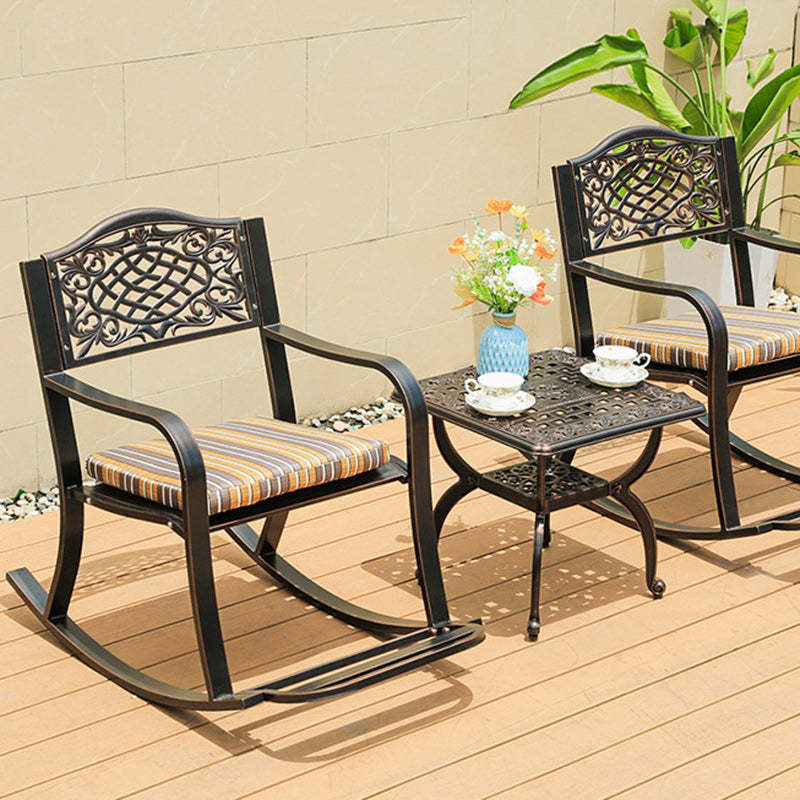 European Waterproof Aluminum Square Floral Rocking Chair — B