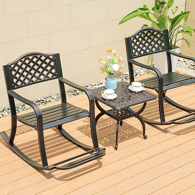 European Waterproof Aluminum Square Floral Rocking Chair — C