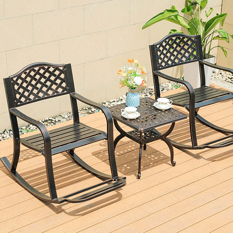 European Waterproof Aluminum Square Floral Rocking Chair — C
