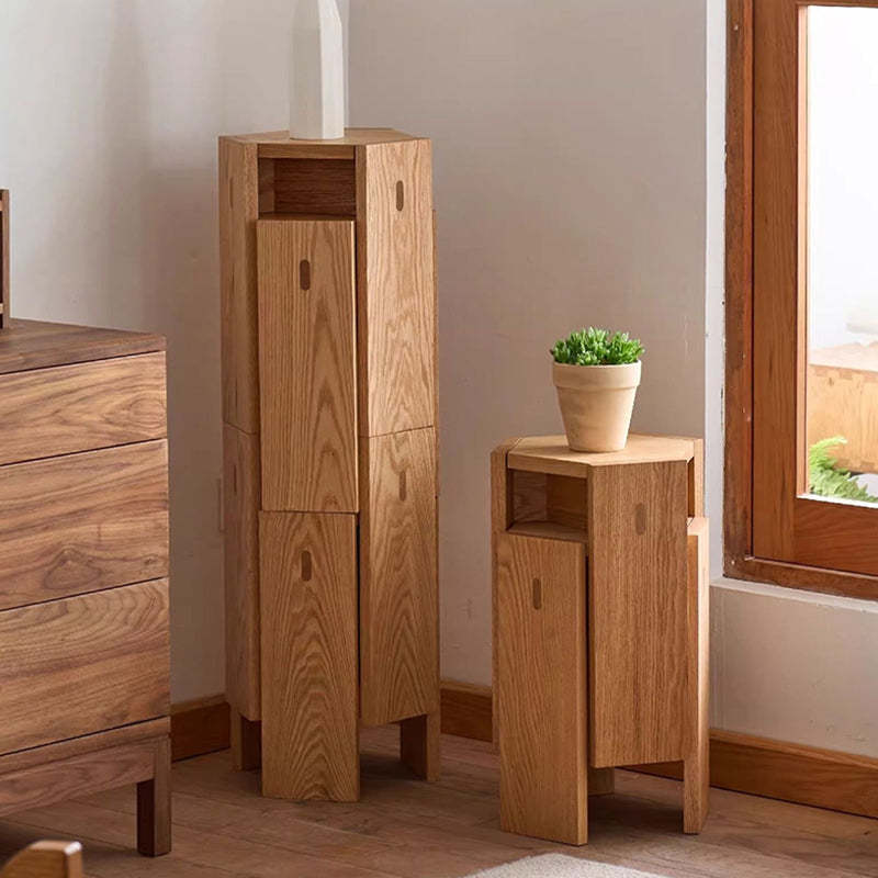 Modern Solid Wood Hexagonal Honeycomb Low Stool