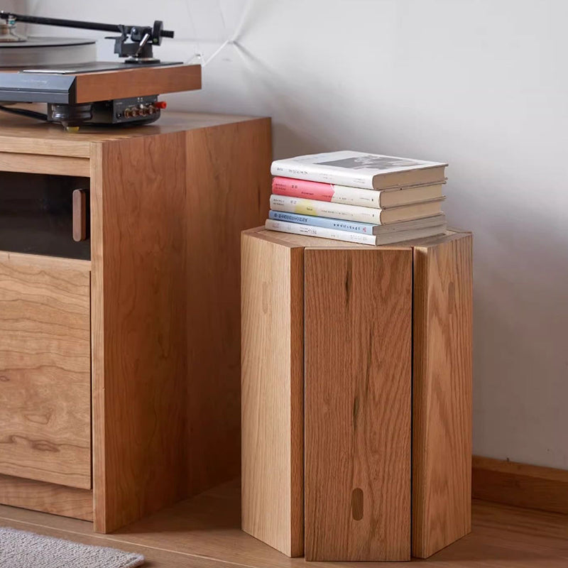 Modern Solid Wood Hexagonal Honeycomb Low Stool