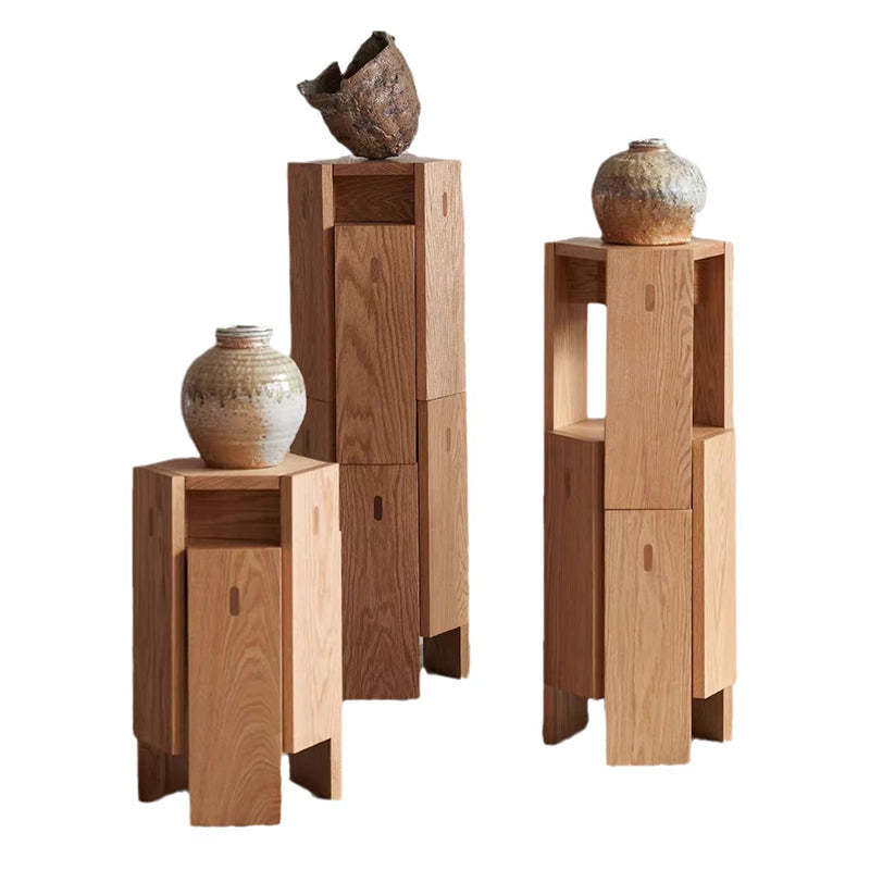 Modern Solid Wood Hexagonal Honeycomb Low Stool