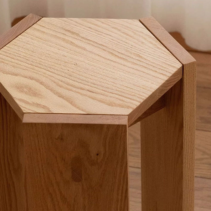Modern Solid Wood Hexagonal Honeycomb Low Stool