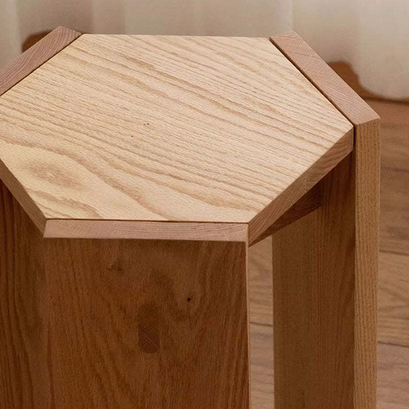 Modern Solid Wood Hexagonal Honeycomb Low Stool
