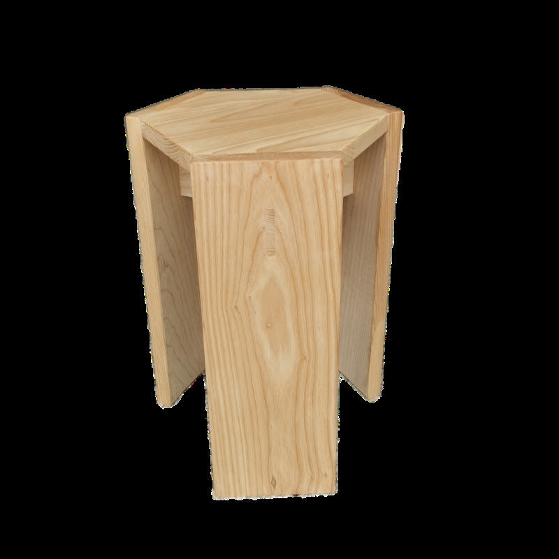 Modern Solid Wood Hexagonal Honeycomb Low Stool