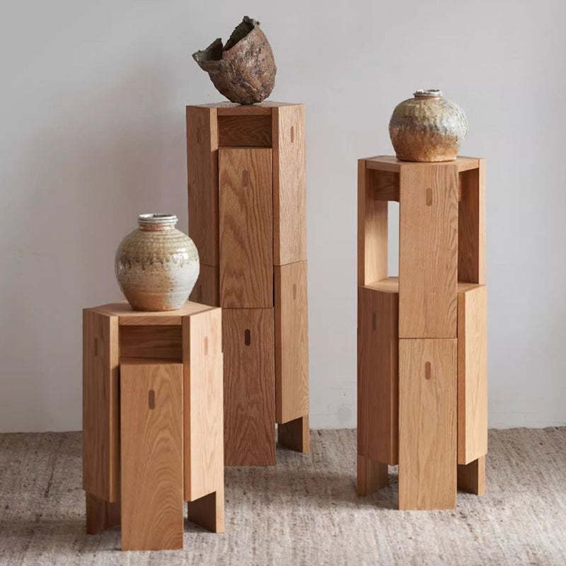 Modern Solid Wood Hexagonal Honeycomb Low Stool