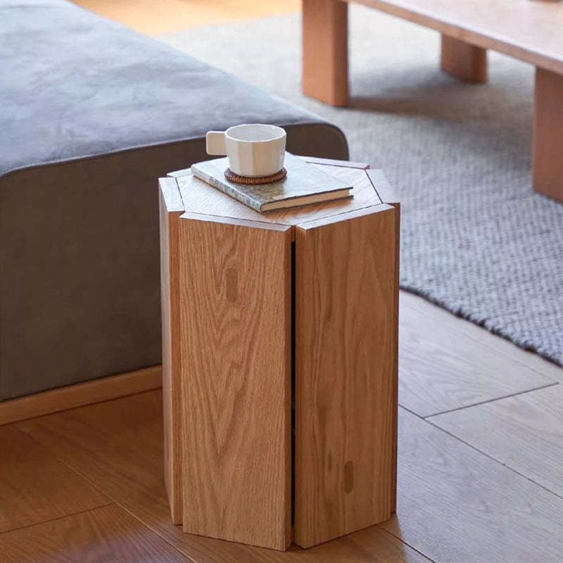 Modern Solid Wood Hexagonal Honeycomb Low Stool