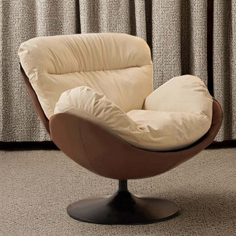 Nordic Leather Swivel Lounge Chair — Latex / Brown