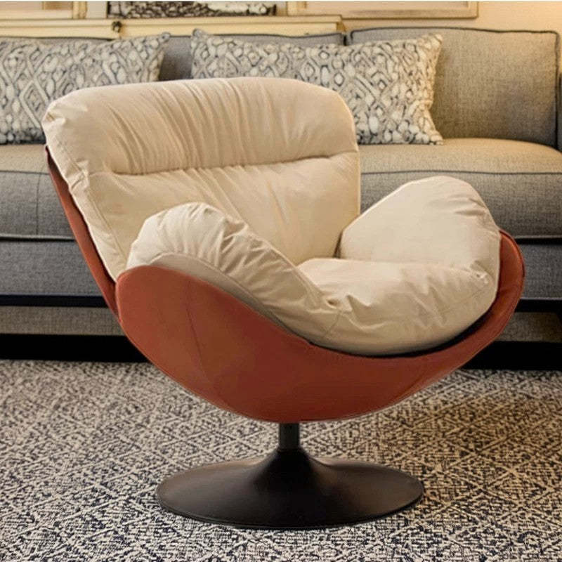 Nordic Leather Swivel Lounge Chair — Latex / Orange